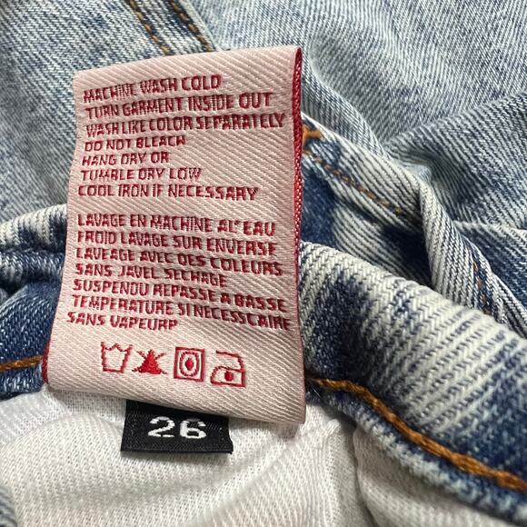 Revice Melrose Jean Shorts 26 Over It Denim Distressed Fold Over Cutoff Frayed - Picture 4 of 7